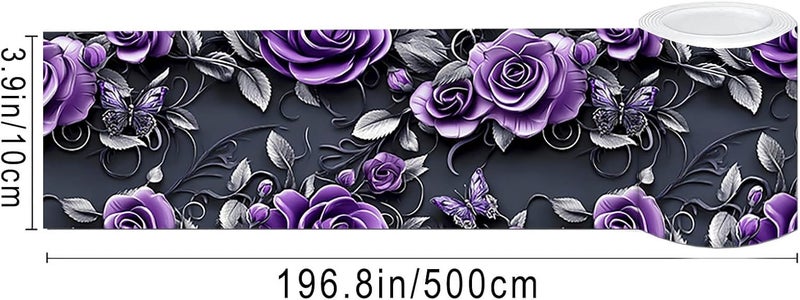 IVN Wallpaper Border Peel and Stick Wall Floral Decorative Wall Trim Self Adhesive Border for Walls Mirror Frame Accent Strip for Bedroom Kitchen LivingRoom 4x196 Inch - Image 3